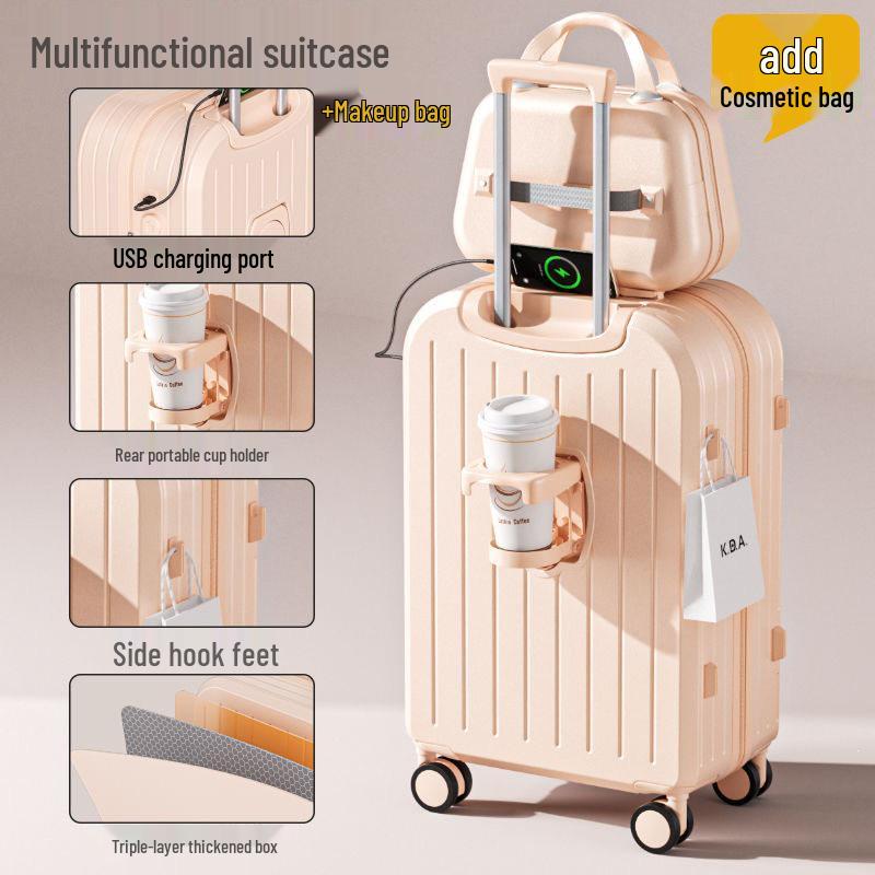 New Style Ins Durable Multifunctional Student Suitcase with Large Capacity and Password Lock Spinner Wheels