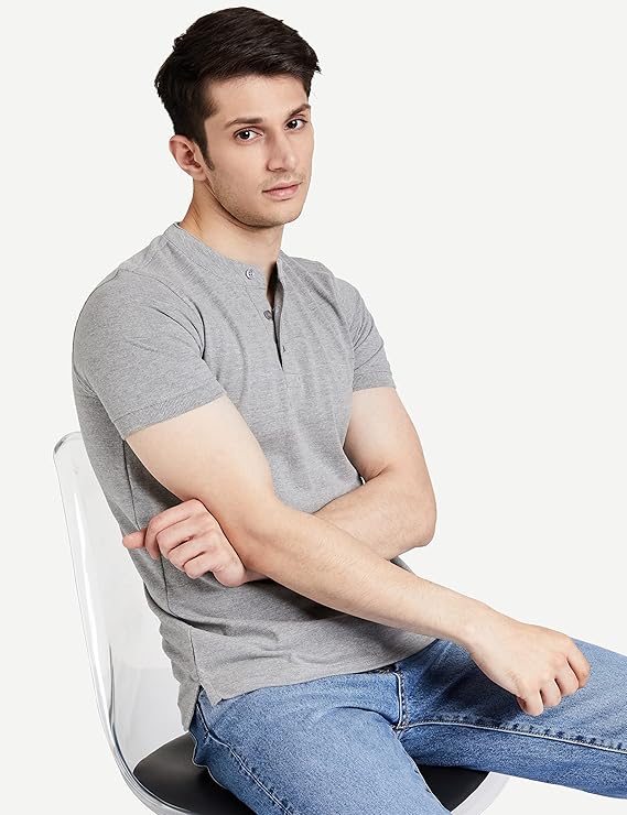 Men's Cotton Rich Polo T Shirt | Mandarin Collar Tshirts | Half Sleeves | Plain - Regular Fit (Available In Plus Sizes)