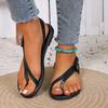 Modische Schuhe für Damen 2025 Sommer Sandalen Damen Zehenfrei Lässig Flip-Flops Damen Sandalen Schnallenriemen Flache Weiche Sohle Damenschuhe