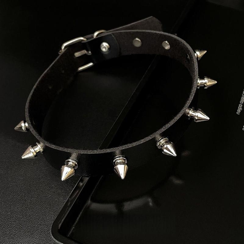 Koženkový Choker Náhrdelník Pro Ženy Muže Cool Punk Gotický Biker Límec S Cvočky Rockový Náhrdelník Rave Šperky