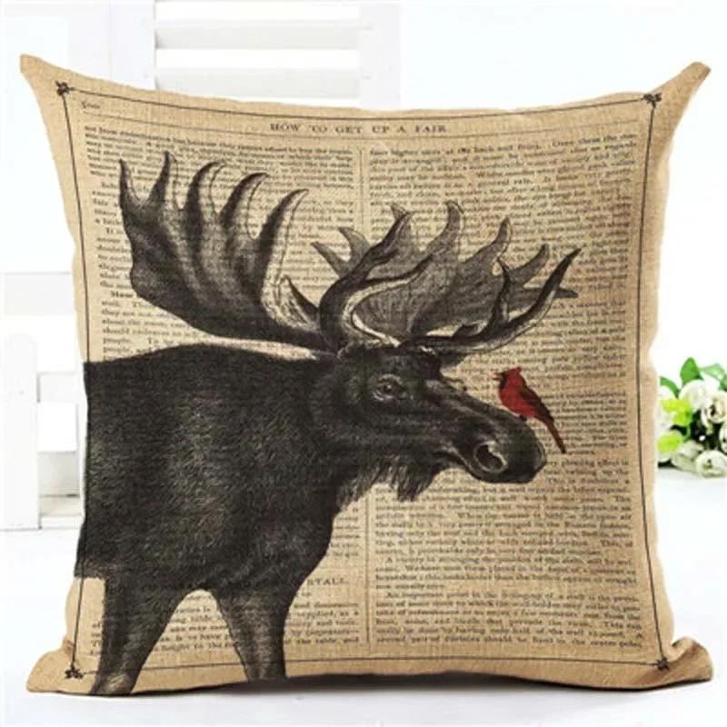 Drop Shipping Custom Elk New 24 Styles Linen Pillow Cover Geometric Deer Cushion Cover Nordic Style Home Decorative Pillow Case