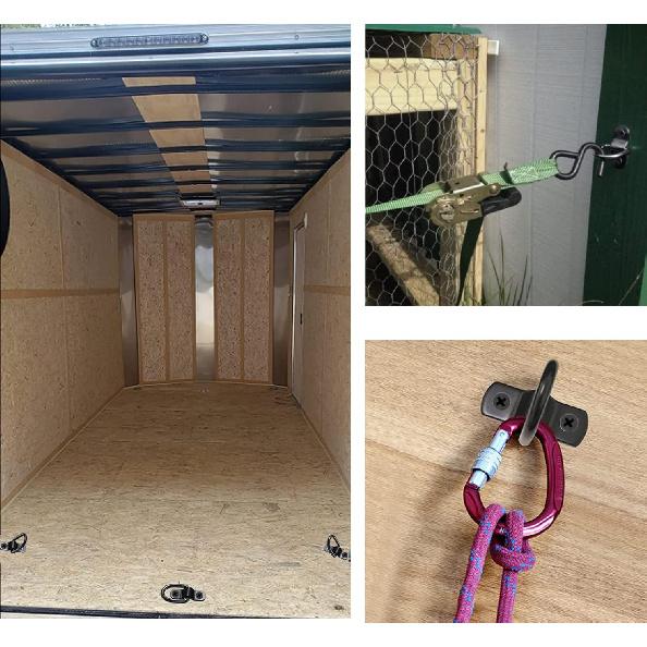 D Ring Tie Down Anchor 1/4" Heavy Duty Trailer Anchor Lashing Rings 2400 Lbs Capacity Trailers Trucks Bed Anchors Bracket Hooks Kit For