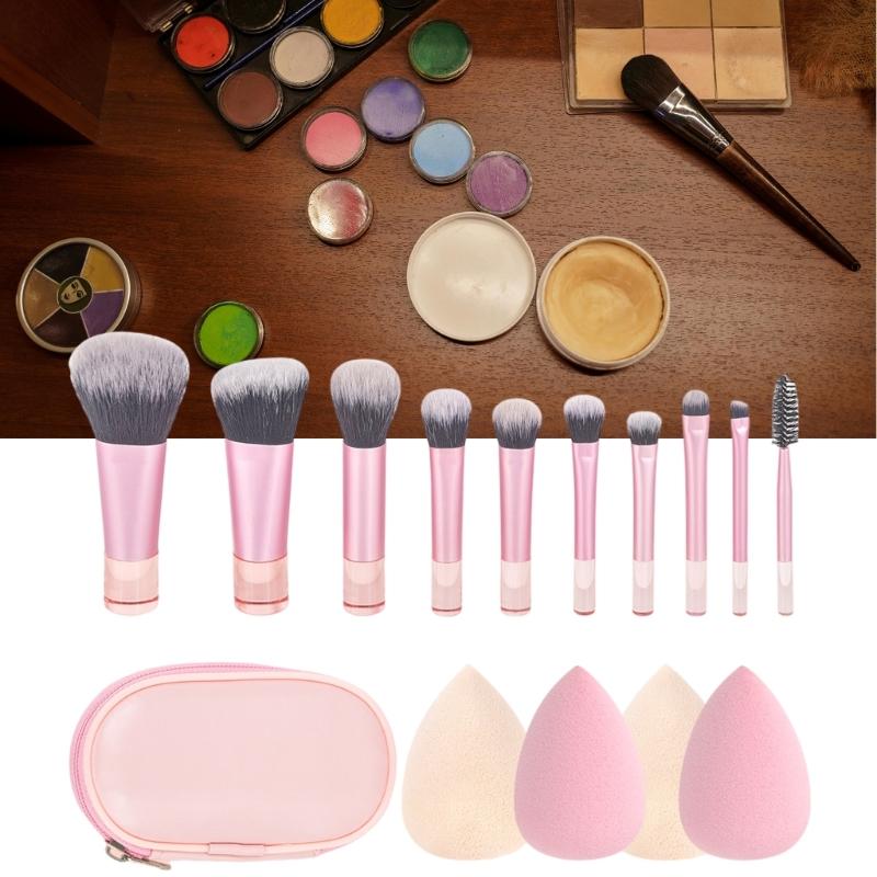 ELegant Makeup Brush Set 10pcs Professional Cosmetic Tools Multifunctional With Carrying Pouch For Beauty Enthusiasts