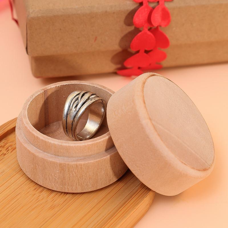 1/8x Mini kulatá dřevěná krabička Krabička na snubní prsteny Šperky Brikety Dřevěný úložný kontejner Pouzdro DIY Vaše jména a datum Kontejner na prsteny