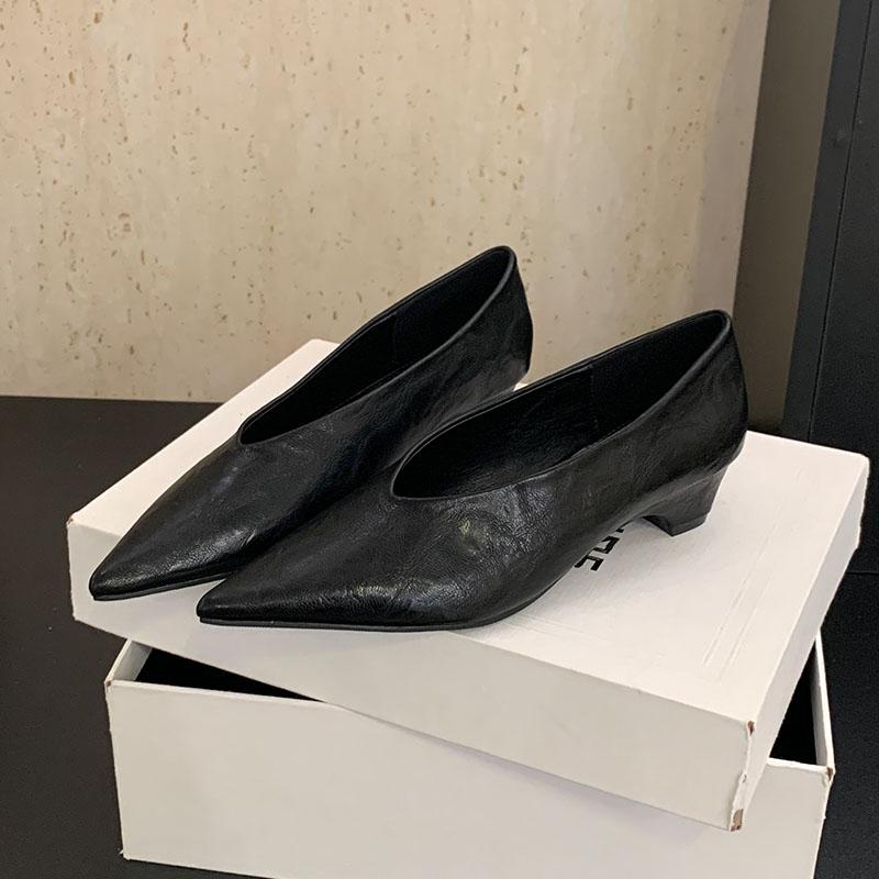Fashion 2025 New Fashion Shallow Ladies Low Heel Pumps Shoes Luxury Female Pointed Toe Footwear Slip On Women Heeled Shoes