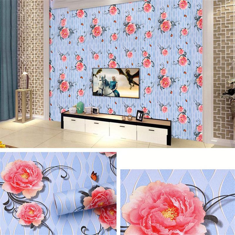 10m/20m PVC Pogrubione Europejskie Vintage Kwiatowe Tło Drukowane Samoprzylepne Tapety Naklejki Renowacyjne Wystrój Domu Hotelowego