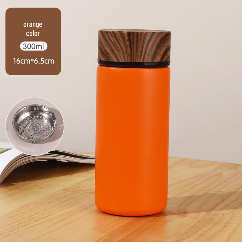 Shangqi 316 Stainless Steel Smart Display Mini Thermos Cup with Wood Grain Lid
