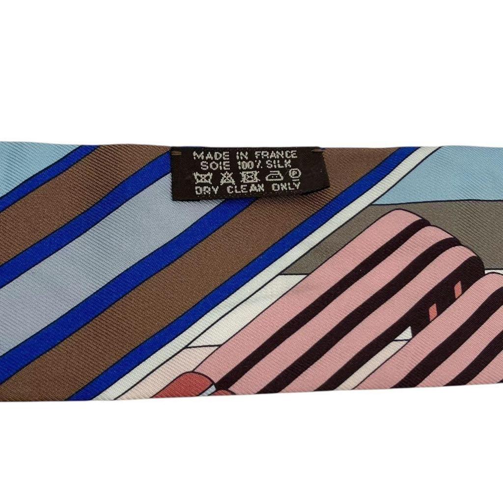 Used Good Item Hermes Zigzag Sungle Twilly Scarf Multicolor