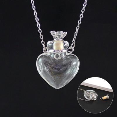 Transparent Glaze Vial Pendant Water Drop Mini Bottles Necklace Openable Necklace  Memorial