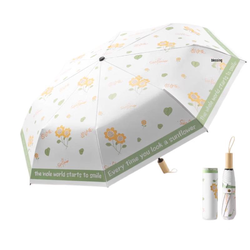 MAYDU M3332 Floral UV Protection Three-Fold Umbrella
