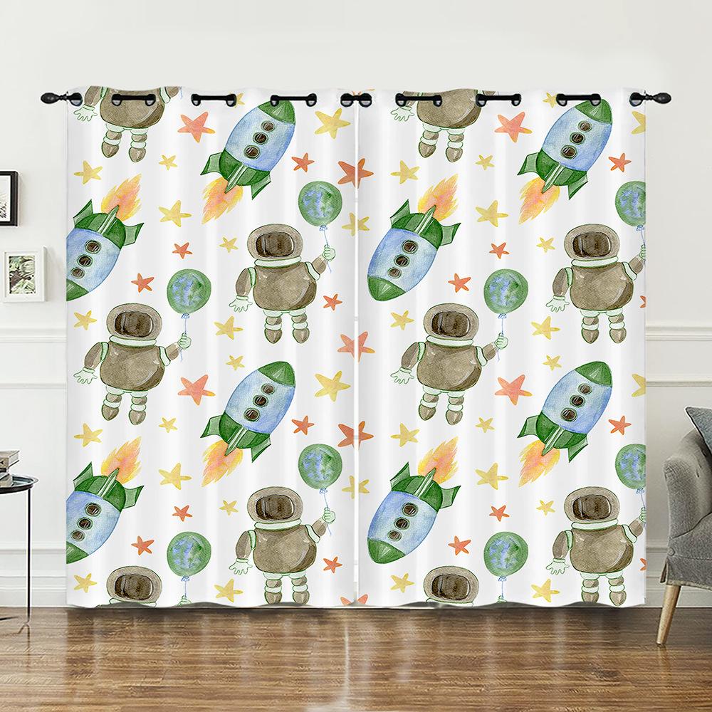 Curtains Bedroom Curtains Digital Printing Astronaut Planet Starry Sky Blackout Curtains