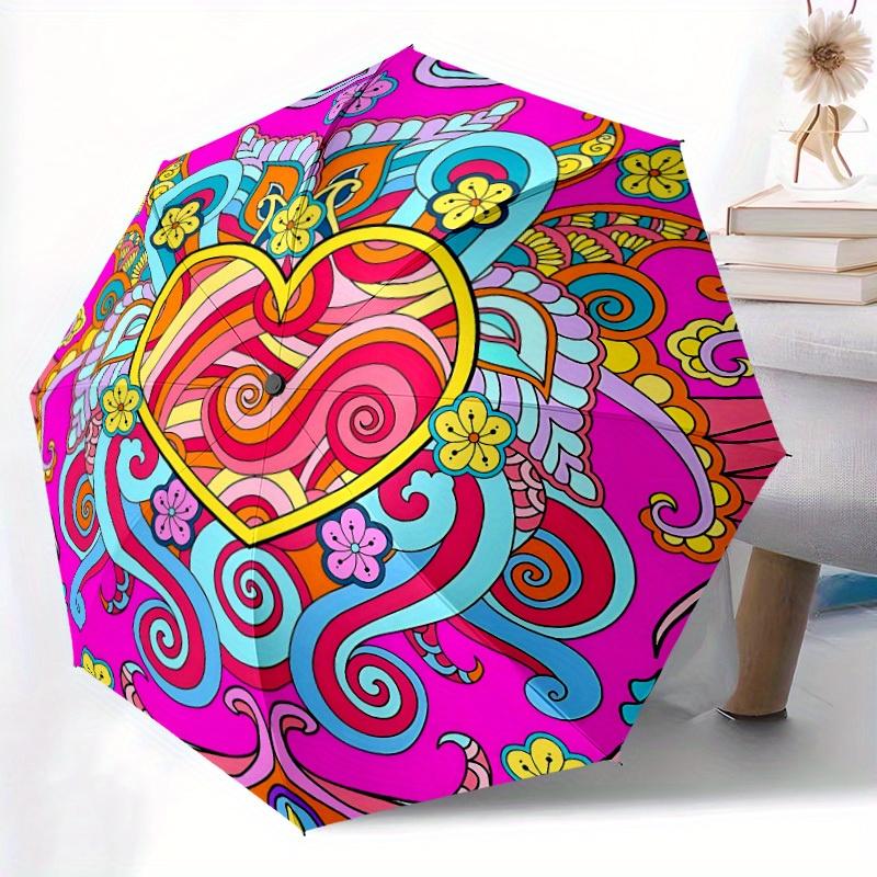 1pc Psychedelic HeartAutomatic Open/close, All-Season Portable Folding Umbrella for Friends, Travel, Everyday, Events yy250806133