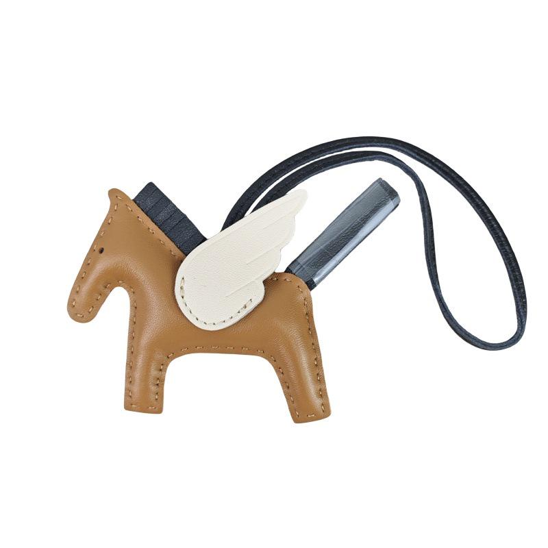 Håndsømmet Ekte Skinn Pony Veskeanheng - Søtt Lammeskinn Flygende Hest Design