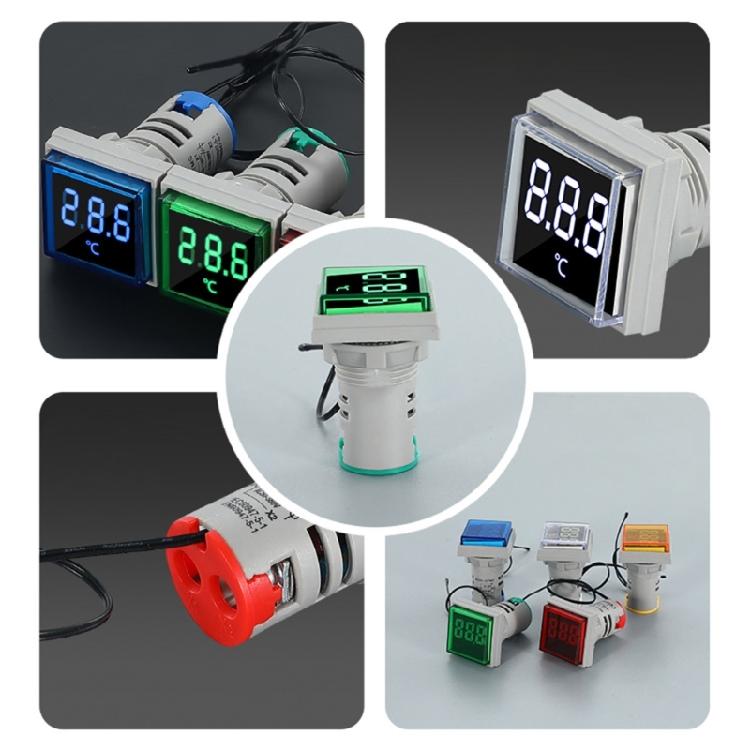 22mm Square Head Current Tester Gauge Digital Ammeter AC100A Current Meter LED Backlit Screen 0-100A Current Detector