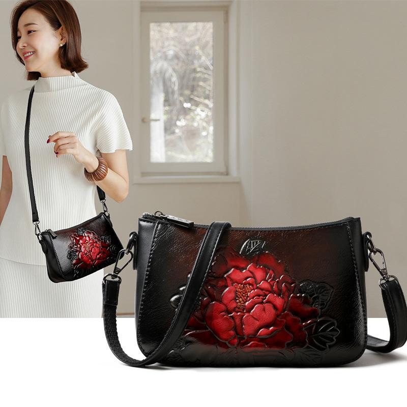 Chinesischer Ethnischer Stil, Taschen für Mütter mittleren und höheren Alters, Vielseitige und Lässige Kleine Quadratische Umhängetaschen für Damen, Temperament
