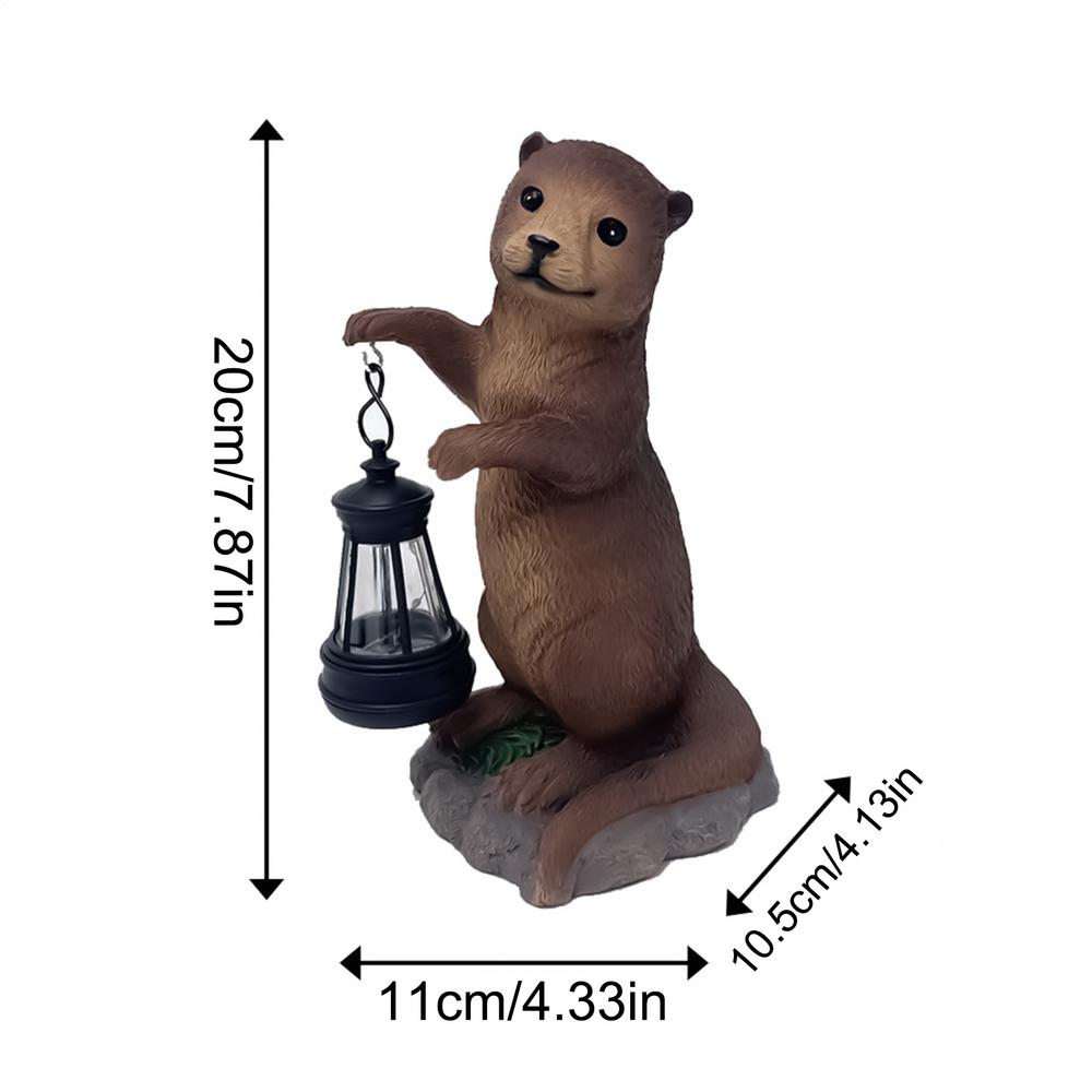 Solar Garden Statues Animal Figurine Light Outdoor Decor Solar Animal Statue With Lantern for Yard Backyard Lawn Patio Porch