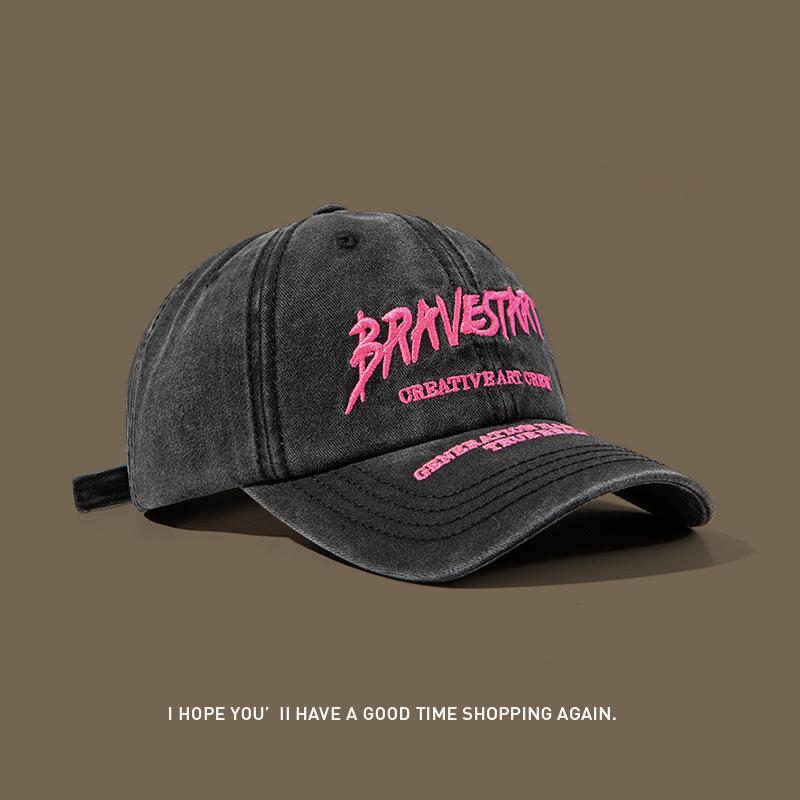 

Retro peaked cap trendy brand women s summer sunscreen washed soft top embroidery sunshade baseball cap men Adjustable