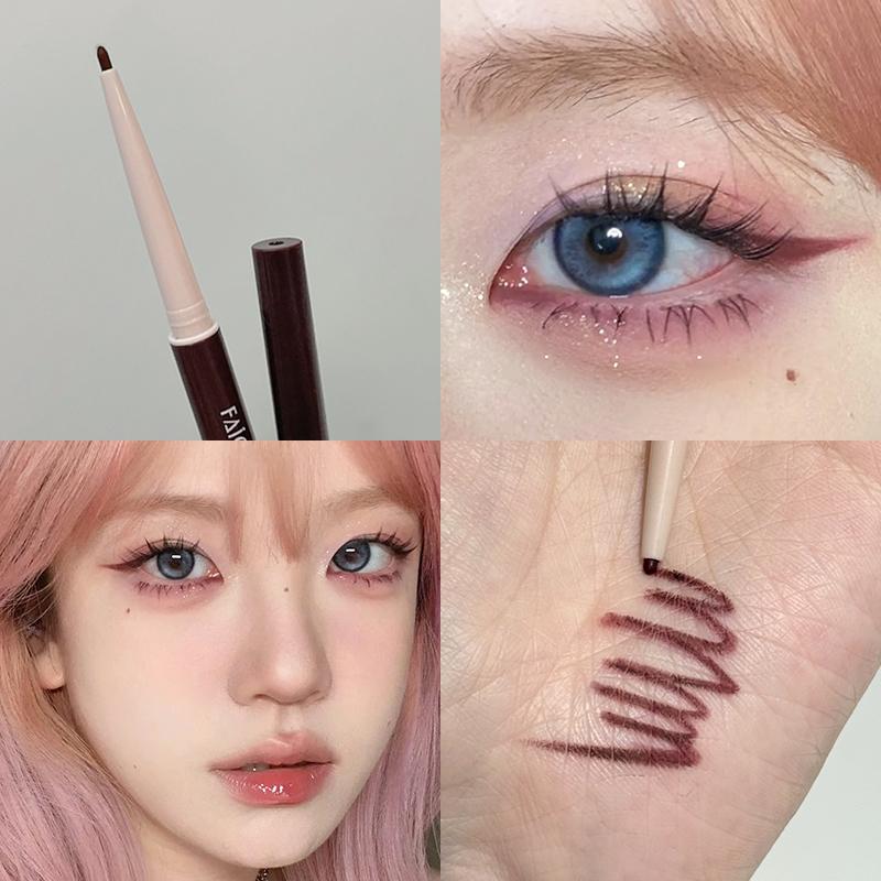 Soft Smooth Red Brown Eyeliner Gel Pencil Cream Matte Ultra-Fine Round Tip Outline Eyes Silkworm Liner Easy To Color Waterproof