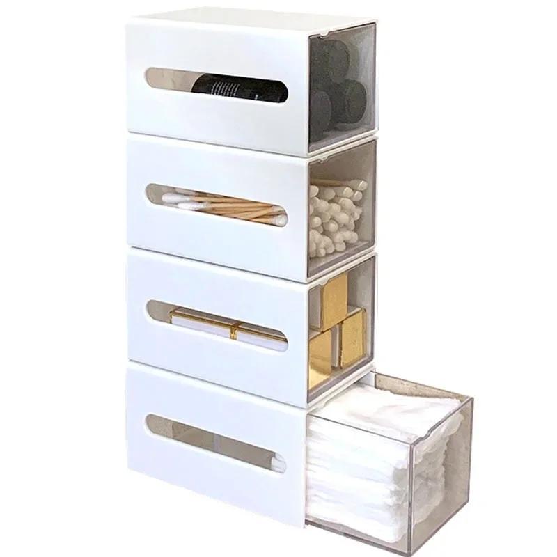 Wall Mounted Storage Box Bathroom Cosmetic Cotton Swabs Jewelry Storage Box Home Office Sundries Clips Hairpin Drawer Storage