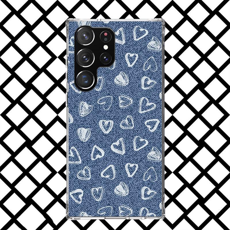 Retro Denim Embrpoidery Phone Case for Samsung Galaxy S26 S25 Edge S24 S23 Ultra S22 Plus S21 FE S20 + Soft Cover Print Fundas G