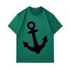 Men's 100% Cotton Crew Neck Short Sleeve T-Shirt, Casual Black Minimalist Anchor Print Comfortable Breathable Loose Fit Summer Daily Top for Naval Nau