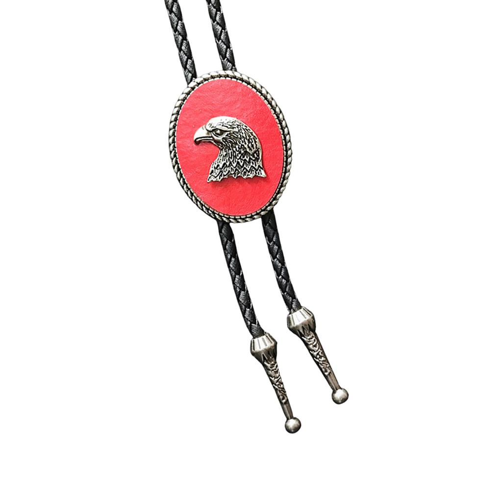 Eagle Head Bolo Tie Women Men Unisex Vintage PU Leather Necktie Rope Tie Neck Jewelry Rodeos Tie for Formal Theme Party
