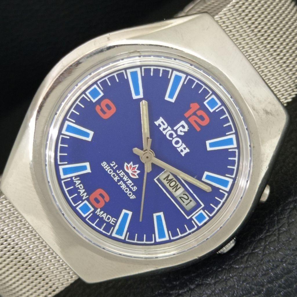 

RICOH R31 AUTOMATIC VINTAGE JAPAN MENS BLUE COLOR DIAL WATCH a707663-1