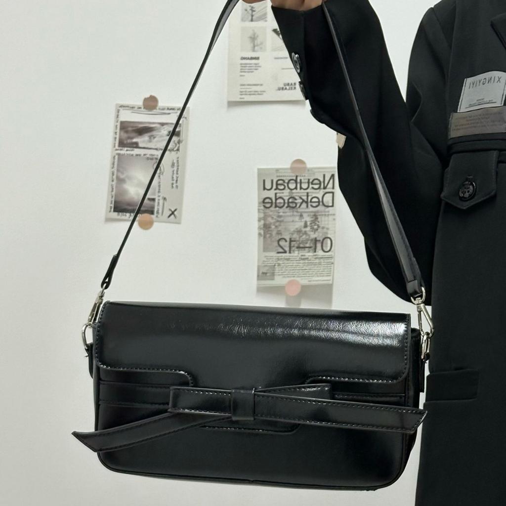 2024 New Bowknot Girl Baguette Bag Fashion Handbag Niche Simple Underarm Shoulder Bag Versatile Crossbody Bag