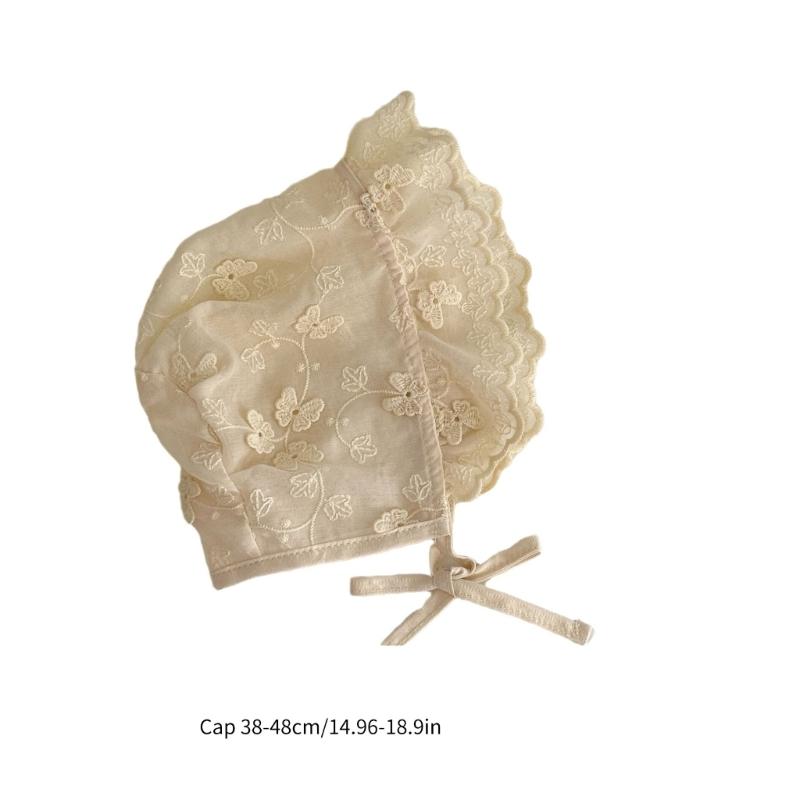Bequeme Babymütze Sommerhaube Stickerei-Design Fötale Mützen mit Kinnband für Säuglingsmädchen 2-18 Monate
