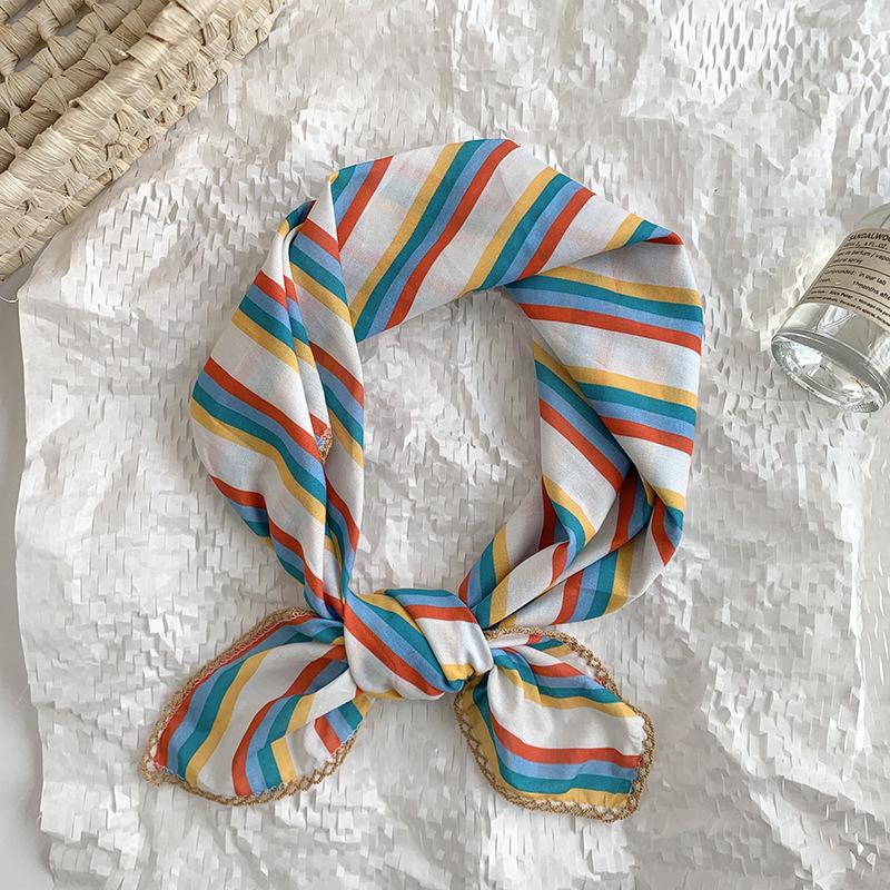 

Headscarf summer women s pastoral art small floral versatile decorative small scarf silk scarf square scarf high-end hair accessories headgear