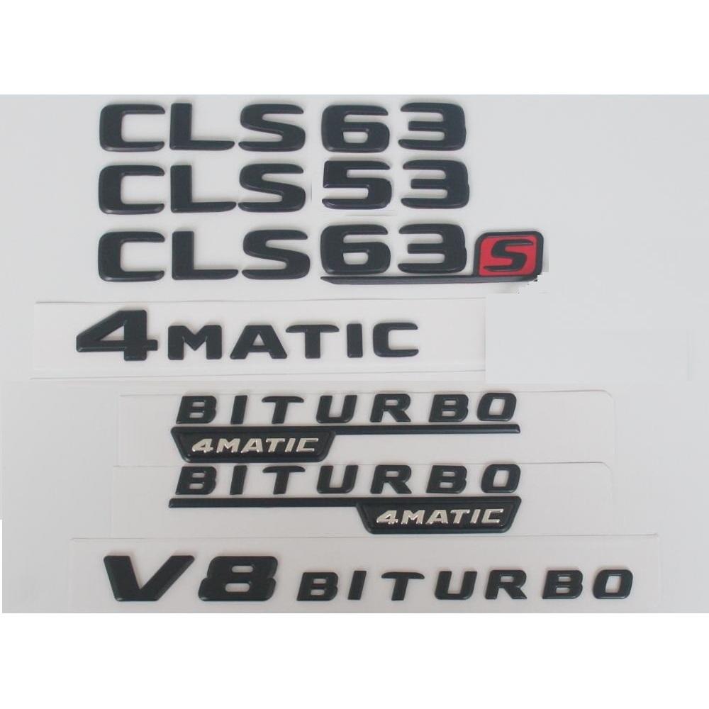 For Mercedes Benz Black W218 C218 X218 C257 C219 CLS53 CLS63 AMG Symbols V8 BITURBO 4MATIC Emblems Badges PP5