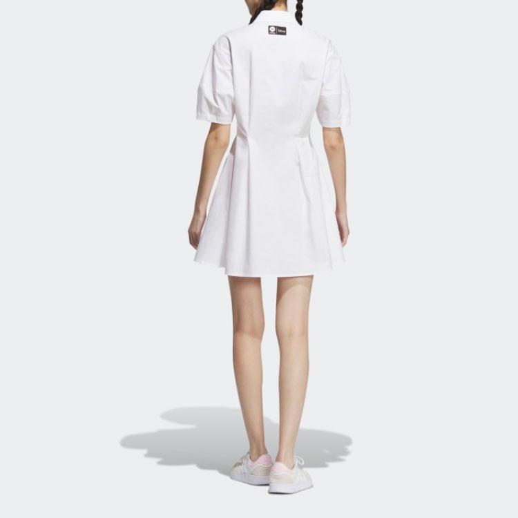 Adidas Neo X Strawberry Bear Co-Branded SS23 Solid Color Loose-Fit Sports Polo Dress Women Dress White IP4023