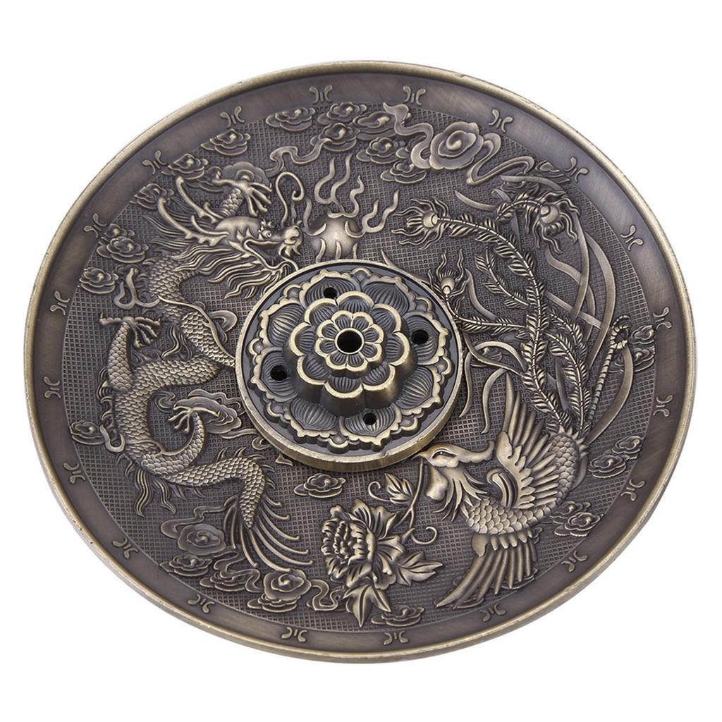 Zinc Alloy Incense Stick   Holder Dragon Pattern   Plate for Bedroom Temple Bronze