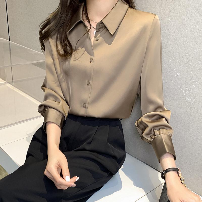 Fashion Blouses Shirts Long Sleeve Turn Down Collar Office Lady Chiffon Blouse Shirt Women Tops J751