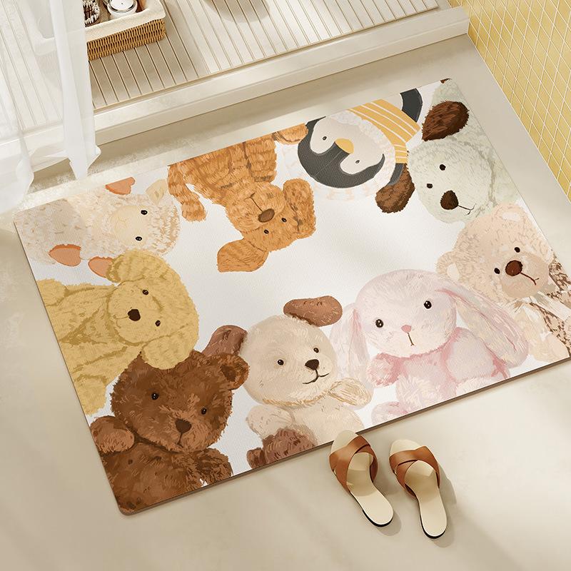 Bathroom Floor Mat Non-Slip Foot Mat Diatom Mud Water-Absorbing Quick-Drying Soft Cushion Bathroom Household Toilet Door Carpet