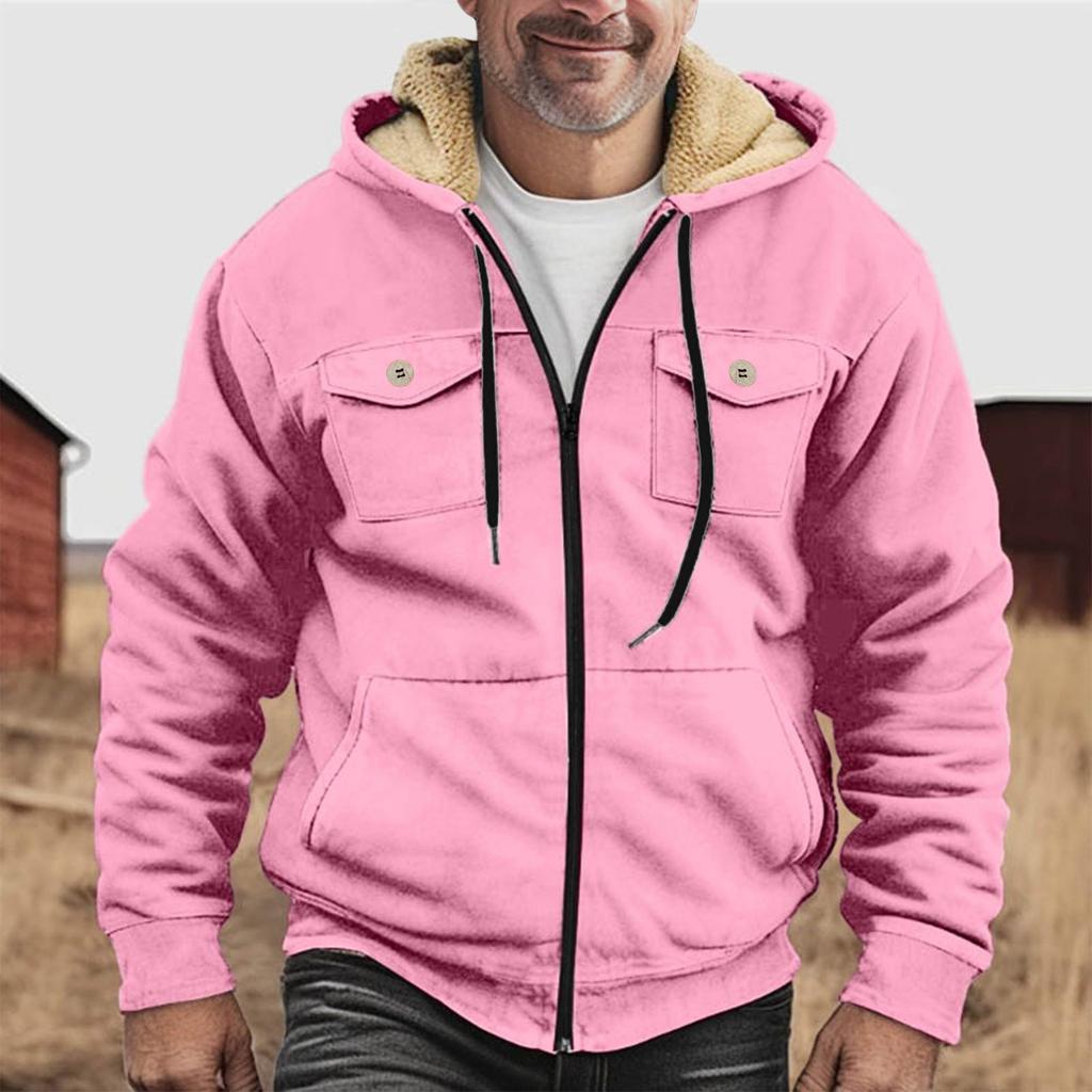 Men's Thickened Button Double Pocket Jacket With Pocket Insert Cotton Jacket