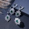 4PCS Exquisite Green Zircon Inlaid Fashion Jewelry Set - Includes Bracelet, Earrings, Necklace, and Rings for Everyday Wear