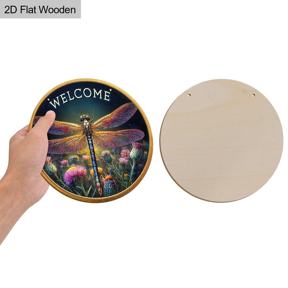 Garden decoration, wooden hanging decorative signs, dragonfly patterns, 2D graphic products, housewarming gifts for friends