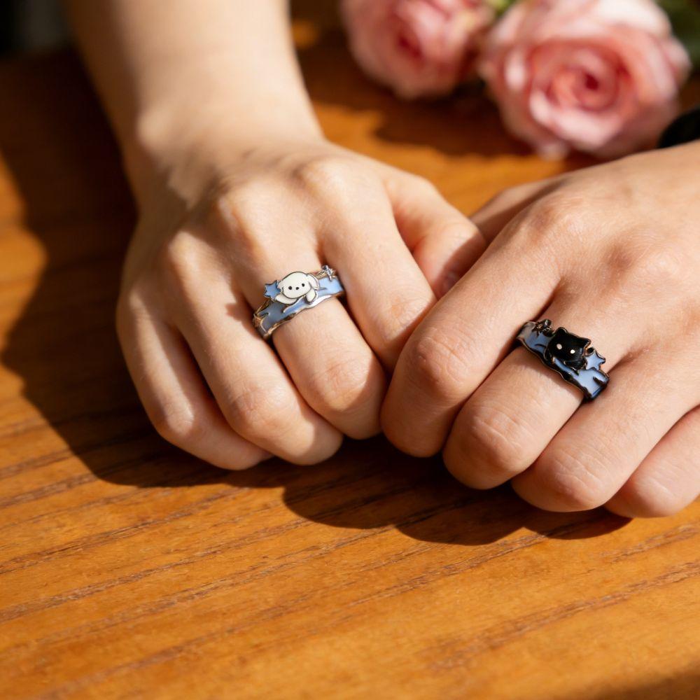 Zinc Zinc Alloy Couple Star Rings Puppy Opening Finger Ring Delicate Valentine's Day Gifts  Couple