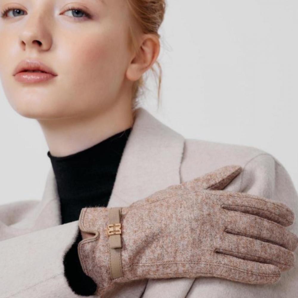 Daks Beige Wool Dd Ribbon Touch Gloves Dcgv2f209 Single option