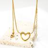 Geometric Hollowed Pendant Fashion Necklace Custom 18k Gold Plated Non Tarnish Necklace Stainless Steel Heart Necklace for Women