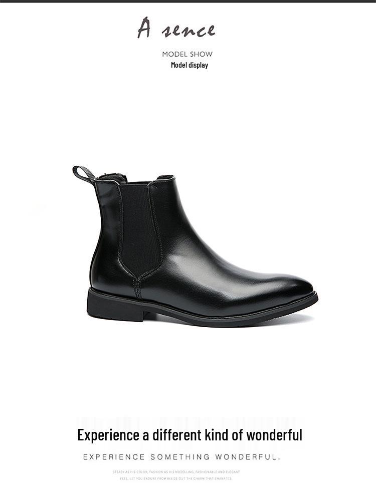 Men's Pointed High-Top Leather Boots - Large Size, Autumn Collection, Formal British Style