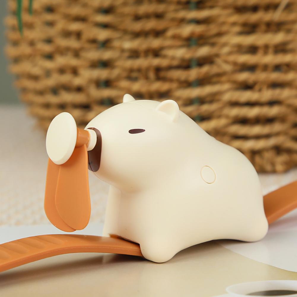 

Портативный электрический вентилятор Capybara Watch Shaped Mini Fan перезаряжаемый милый дизайн Carpincho 3-скоростной уличный кавайный детский аниме-вентилятор подарок белый