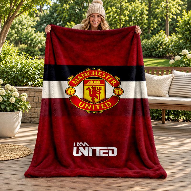 FC Manchester Blanket Flannel Blanket Soft Cozy Plush Throw for Sofa Bed Lightweight Home Decoration Gifts for Christmas Various Holidays