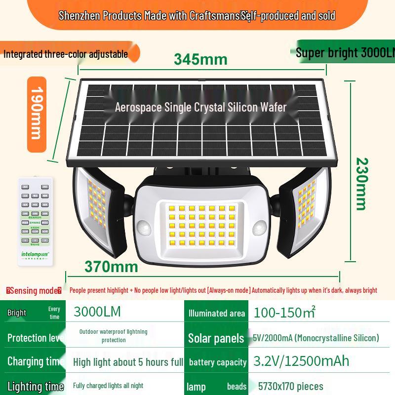 Yinglang Outdoor Solar Wall Light: Three-Sided Super Bright Illumination, Long Lifespan for Courtyard and Home Entrance.