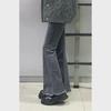 Women's Winter Plush Flared Jeans - High Waist, Slim Fit, Raw Edge Design