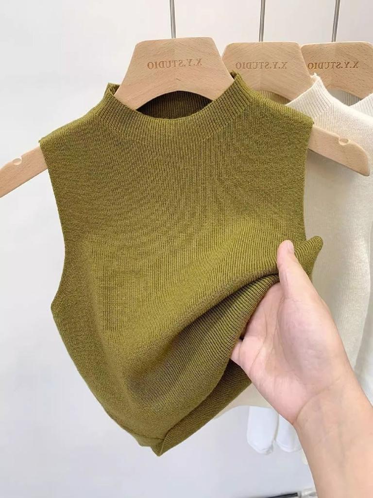 Women Knitted Tank Top Summer Fall Slim Sweater Short Sleeveless Solid Spring Autumn Sweaters Pullovers