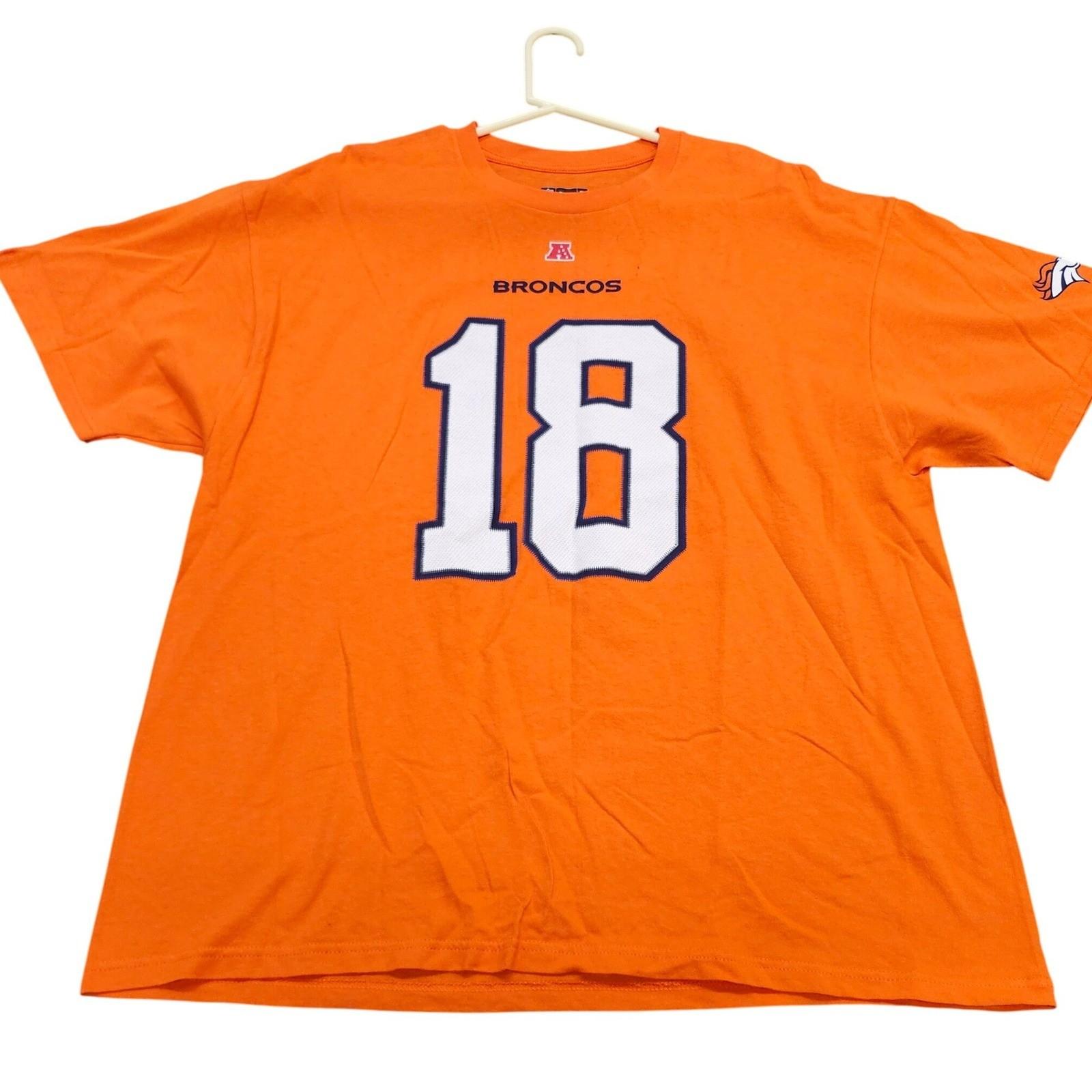 Denver Broncos Peyton Manning 18 NFL Team Apparel Orange Mens 2XL Unisex T-Shirt M