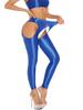 Pantaloni a matita lucidi satinati oleosi sexy, elasticizzati, con trafori, aderenti, trasparenti, leggings, body color caramella da ballo