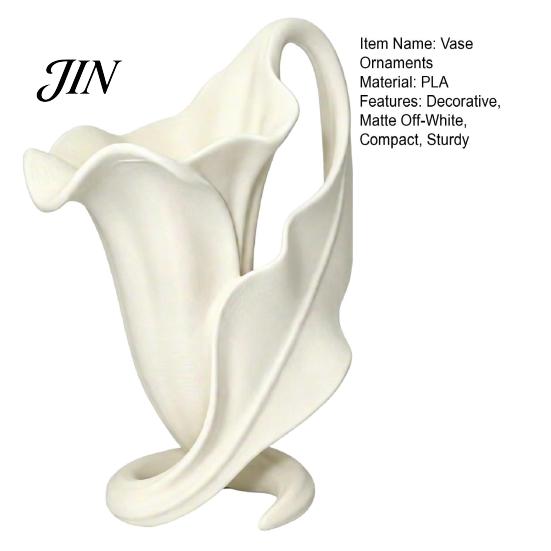 Abstrakte Keramik-Optik Vase 3D-gedrucktes Calla-Lilien-Ornament, Eleganter matter Off-White Blumenhalter mit stabiler Spiral-Moderner Kunst-Skulptur-Basis,